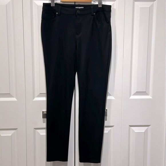 Karl Lagerfeld Black Stretch Straight Leg Pants Size 8 - Picture 1 of 10